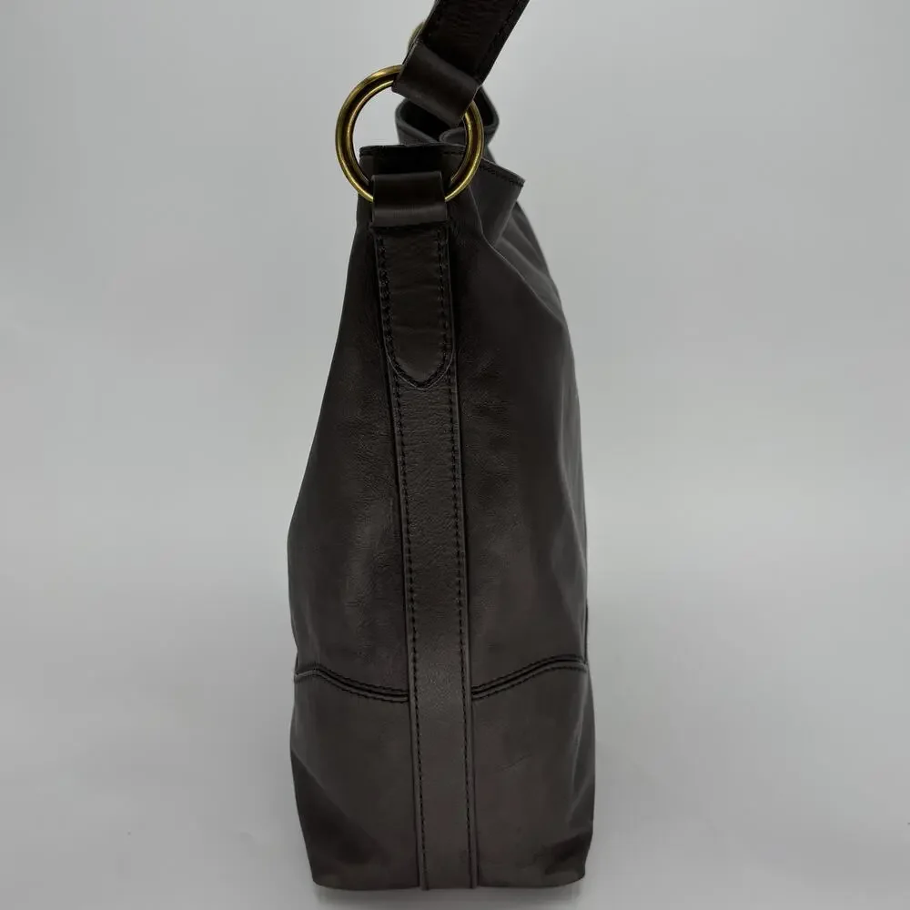 Frye Paige Gray Leather Slouchy Hobo O-Ring Shoulder Bag Purse 34DB397